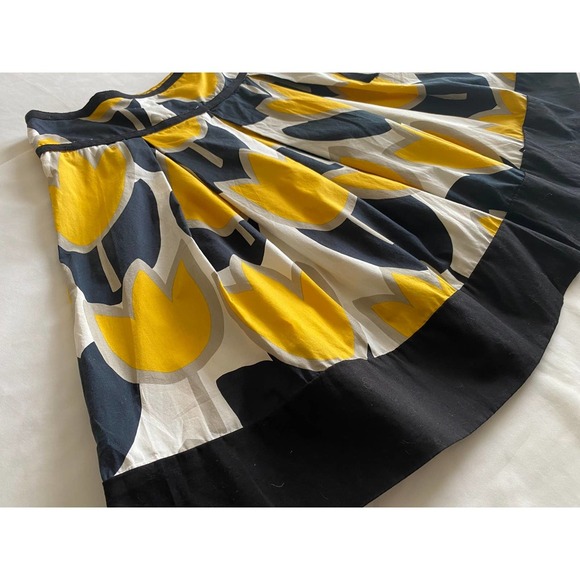 Pleated Skirt A-Line 7 Tulip Print Black Yellow Cotton by Speechless - Picture 3 of 8